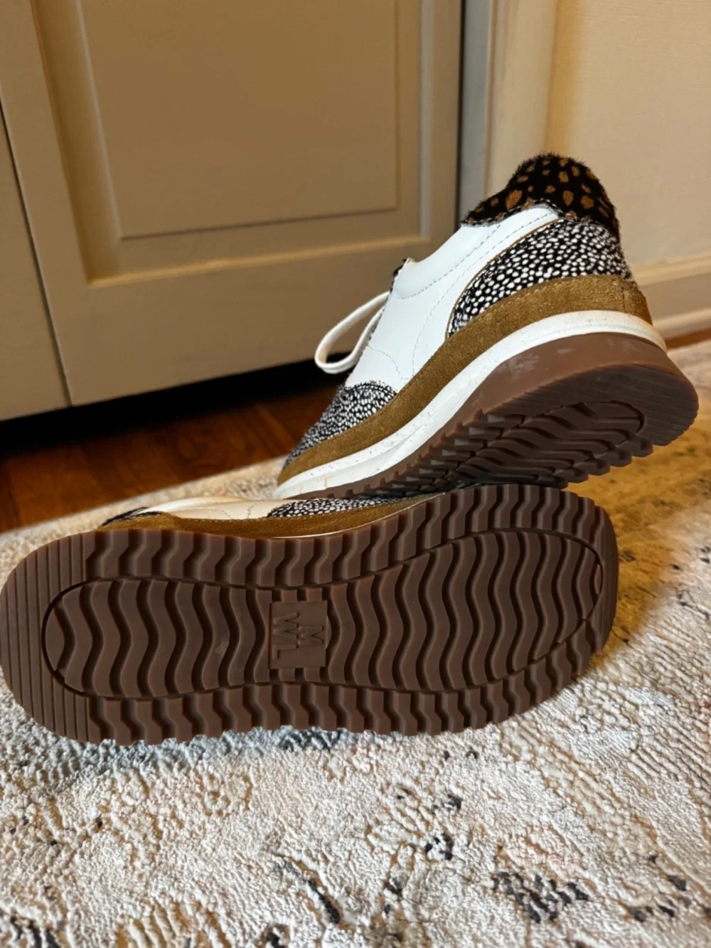 Madewell Leather & Calf Hair Lace-Up Sneakers Women's 7 EUC